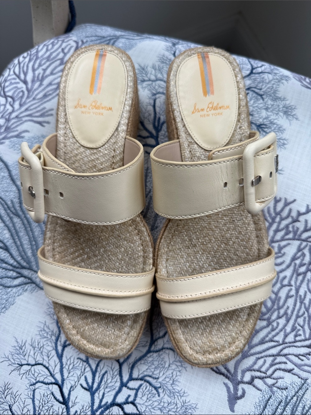 Sam Edelman Carson Espadrille Wedge Sandals Bleached Wheat Size 8